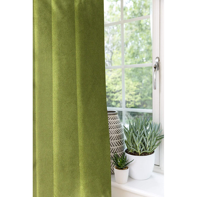 Socotrine Blackout Curtain Pair, Lime, Width 167 x Drop 137cm