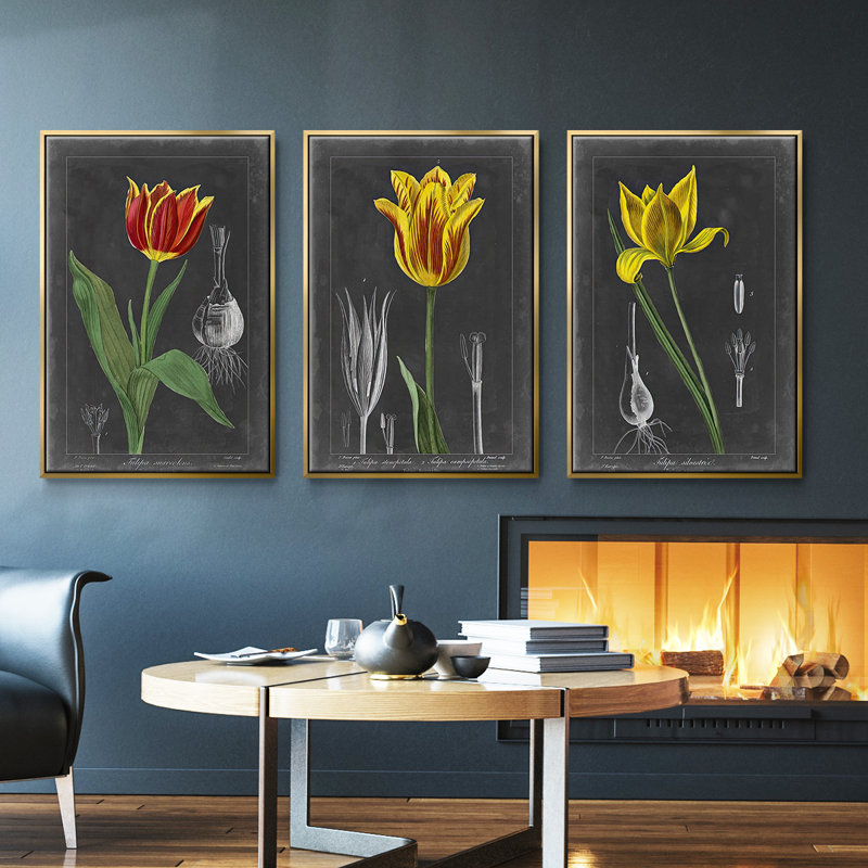 Ensemble de 3 pièces Melon Litme I encadré sur toile, Or, H 27 po x l 54 po