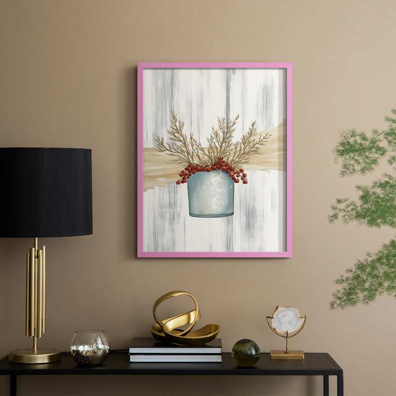 Christmas Holiday Art CCXC Framed Print - Solid Wood, H 21 po x l 17 po, Rose