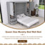 Grand lit escamotable mural gris avec placard-90714752