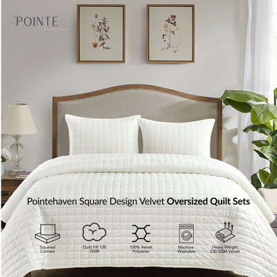 Polyester Quilted Checkered Quilt Set