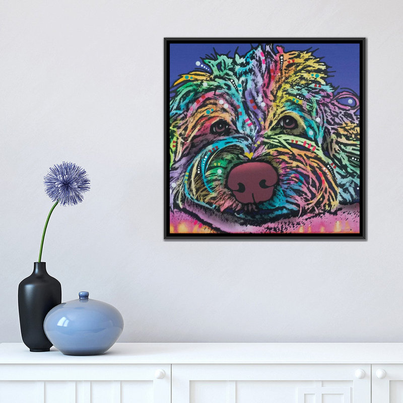 «La Lou», reproduction d'impression sur toile, H 18 po x l 18 po x P 1,5 po, Toile avec cadre noir, Pas de tapis