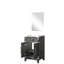 Meuble-lavabo simple avec miroir de 45,7 cm (18 po), comptoir en chêne noir de 50,8 cm (20 po) de largeur, système de fermeture amortie et espace de rangement.