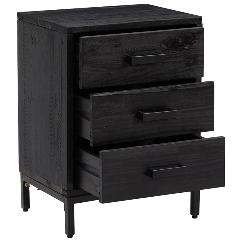 Audina 11.8'' W Solid Wood Nightstand, Black, Individual
