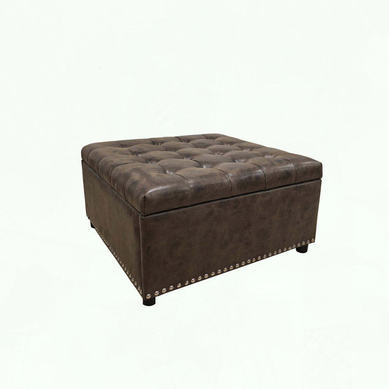 Tufted Storage Ottoman with Nailhead Trim