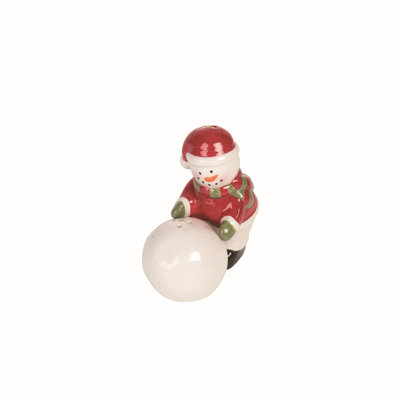 Ensemble de 2 salières et poivrières multicolores bonhomme de neige et boules de neige en forme de dolomite Transpac 3,75 po