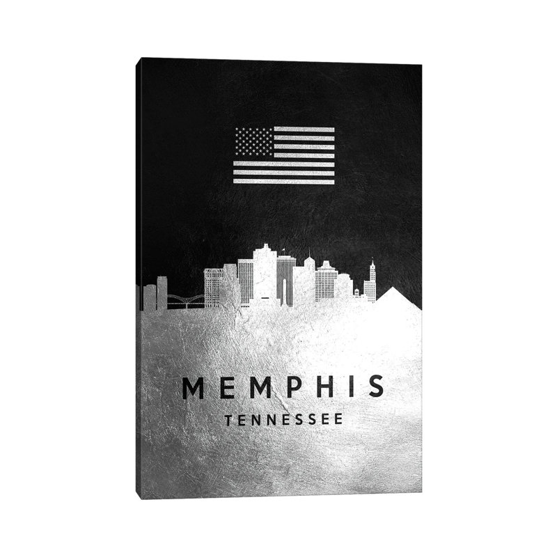 Memphis Tennessee Silver Skyline II by Adrian Baldovino - Wrapped Canvas Print, 20.32 cm H x 30.48 cm W