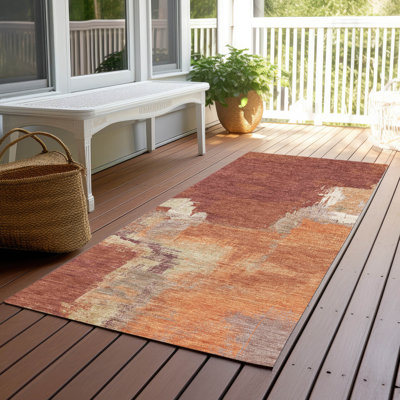 Machine Washable Indoor/Outdoor Christain ACN1335 Paprika Rug