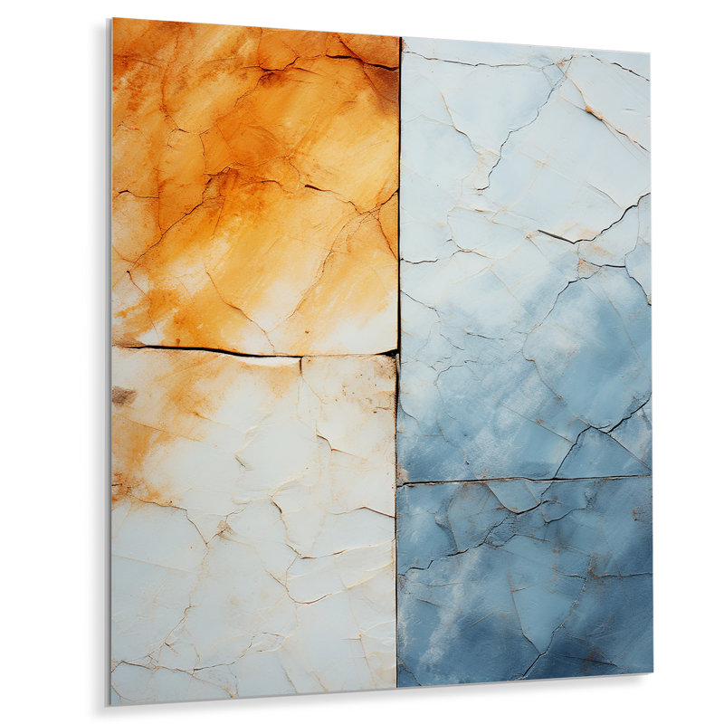 Encre en marbre jaune et bleu - Décoration murale en marbre, H 20 po x l 12 po x P 1 po