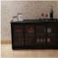Tablette de rangement de cuisine avec porte en verre - noire-935756419