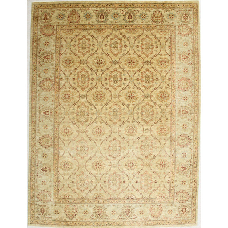 Tapis Oushak rétro noué à la main de conception unique anatolienne 8 pi 10 po x 11 pi 10 po One-of-a-Kind