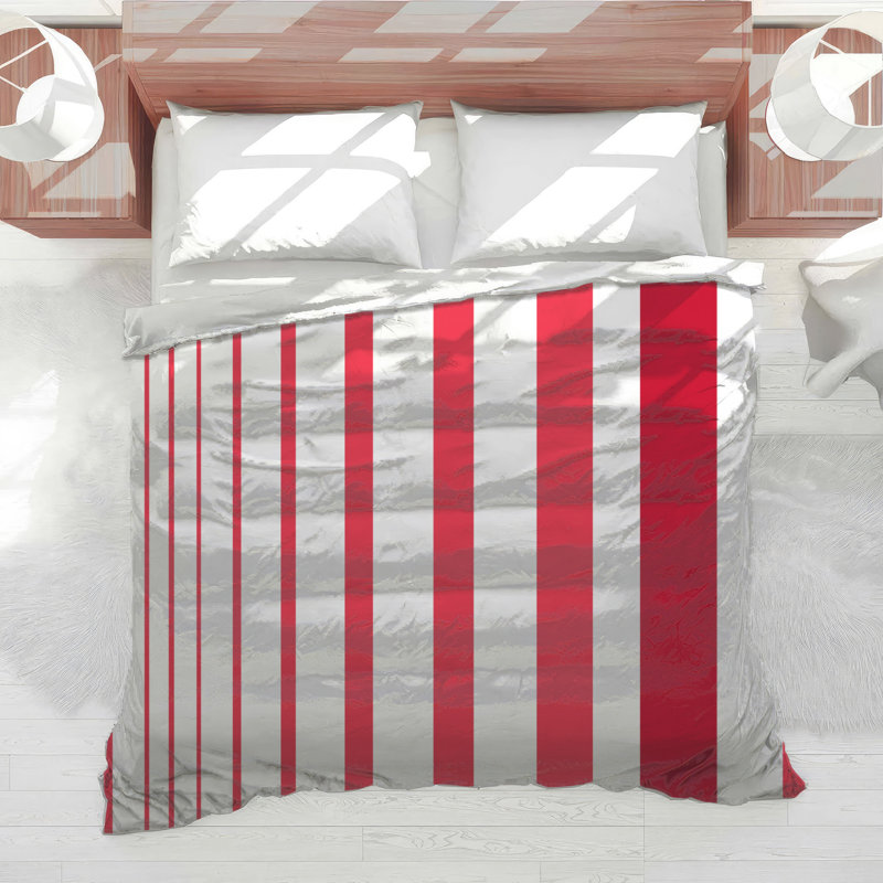 Red White Stripes Comforter, King