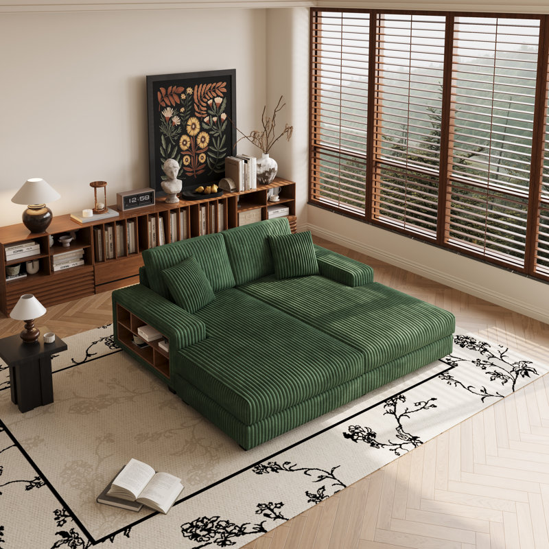 Combinaison de chaise longue convertible surdimensionnée rembourrée, Vert