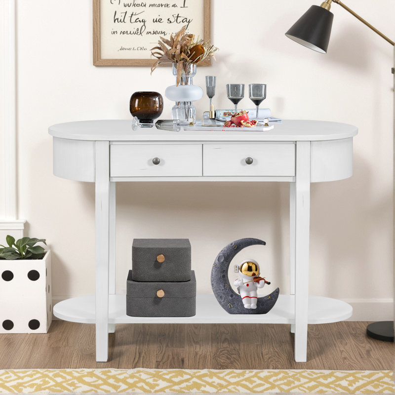 40" W Console Table With 2 Drawers, Antique White