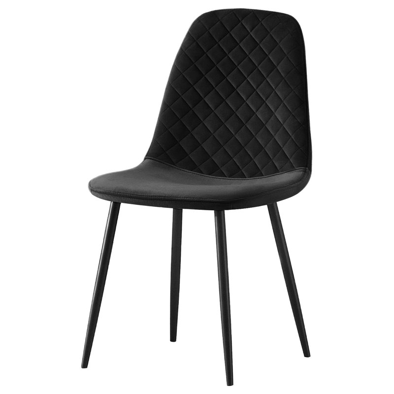 4 - Person Dining Set 120Cm Marble Pattern Table with Armless Chairs, Black Velvet