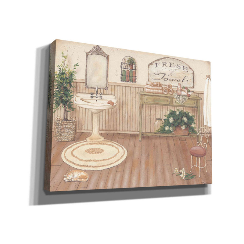 «Vintage Bath II» par Pam Britton, art mural sur toile, H 12 po x l 16 po x P 0,75 po