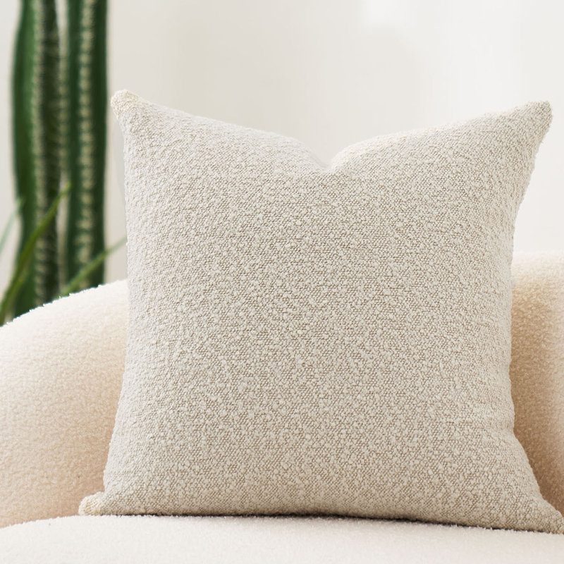 Beige Boucle Reversible 18" Pillow Cover