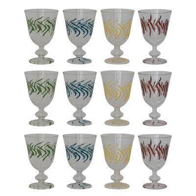 Stemmed Wine Glass Set With Wave Design