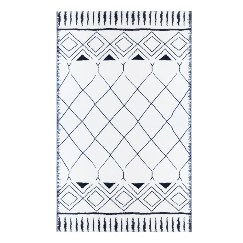Tapis à motif géométrique crème Berwick, Rectangle 5 pi x 6 pi 11 po