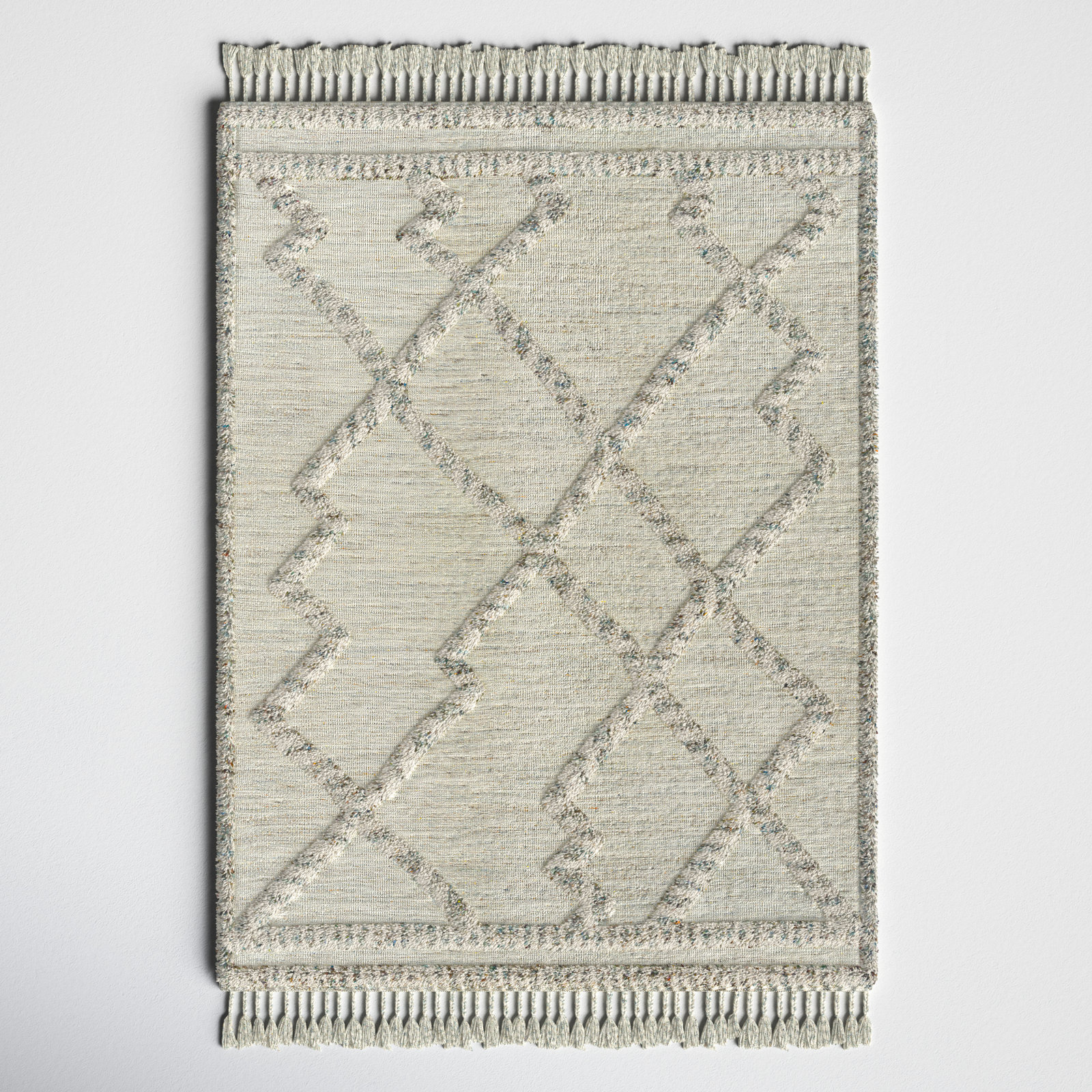 Leanna Hand-Knotted Ivory Moroccan Rug, Rectangle 2' x 3'