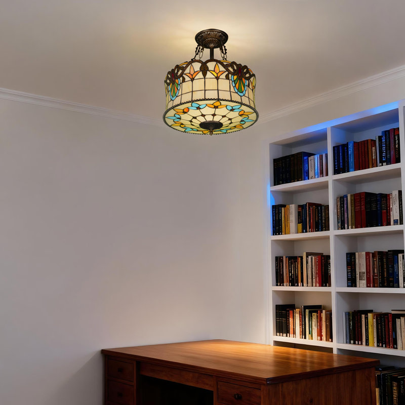 Luminaire suspendu 5 lumières en verre coloré inversé