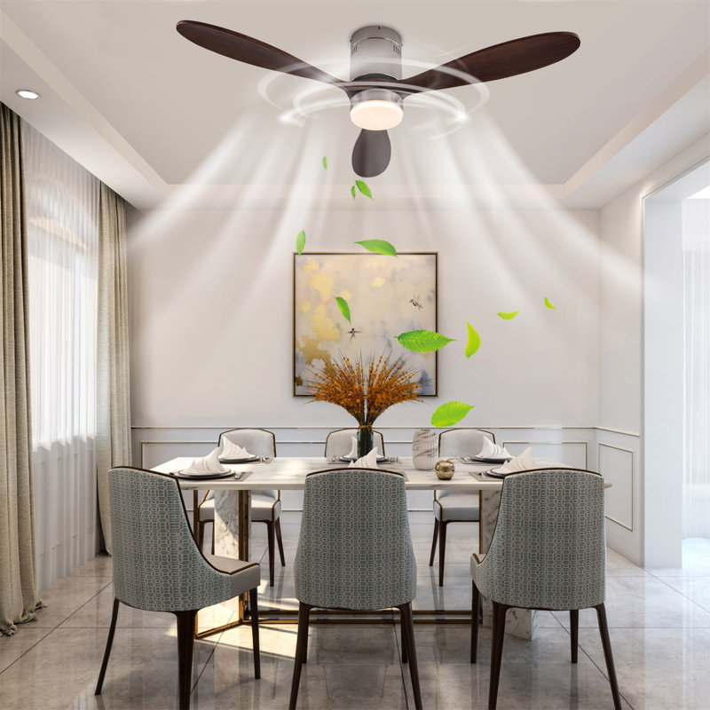 Ventilateur de plafond 52 po avec lumières DEL Glauk, Argent