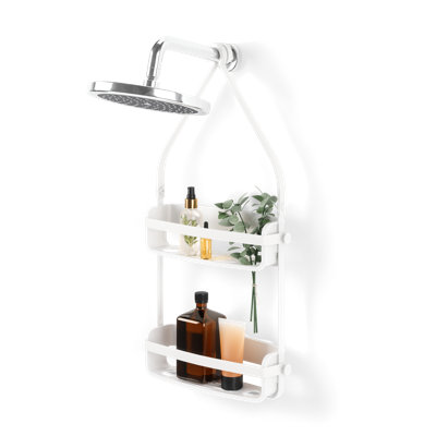 Serviteur de douche Flex avec 2 tablettes, tablette de baignoire et rangement pour salle de bain