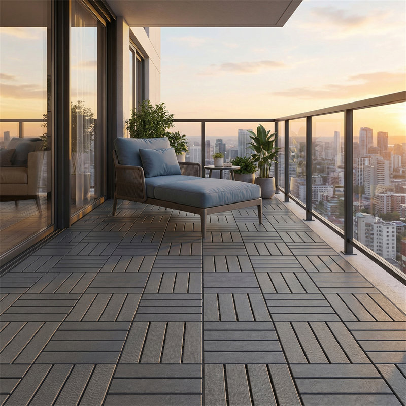 44 carreaux de sol à emboîtement extérieur 44 pièces, conception de serrure sans outil 12 po x 12 po, PP épaissi, drainage de grille creuse, texture givrée