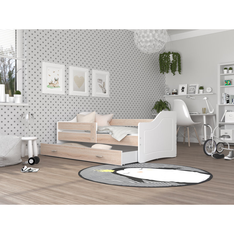 Rosser Cabin Bed with Storage Included, European Toddler (80 x 160 cm), Oaksonoma/White