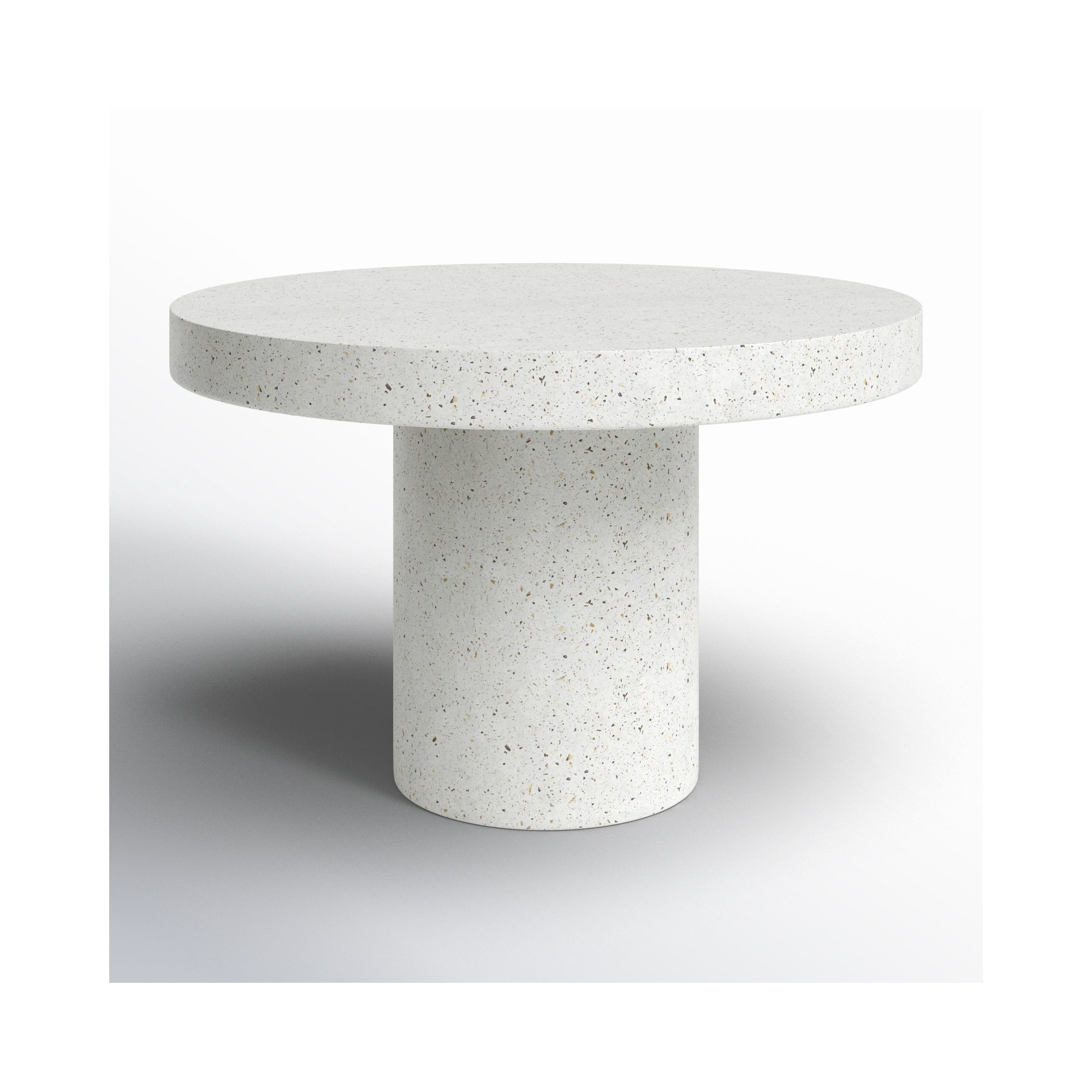 Kareen Concrete Pedestal Dining Table, Ivory Terrazzo, 47.25" Round, Dining Table (30.25" Height)