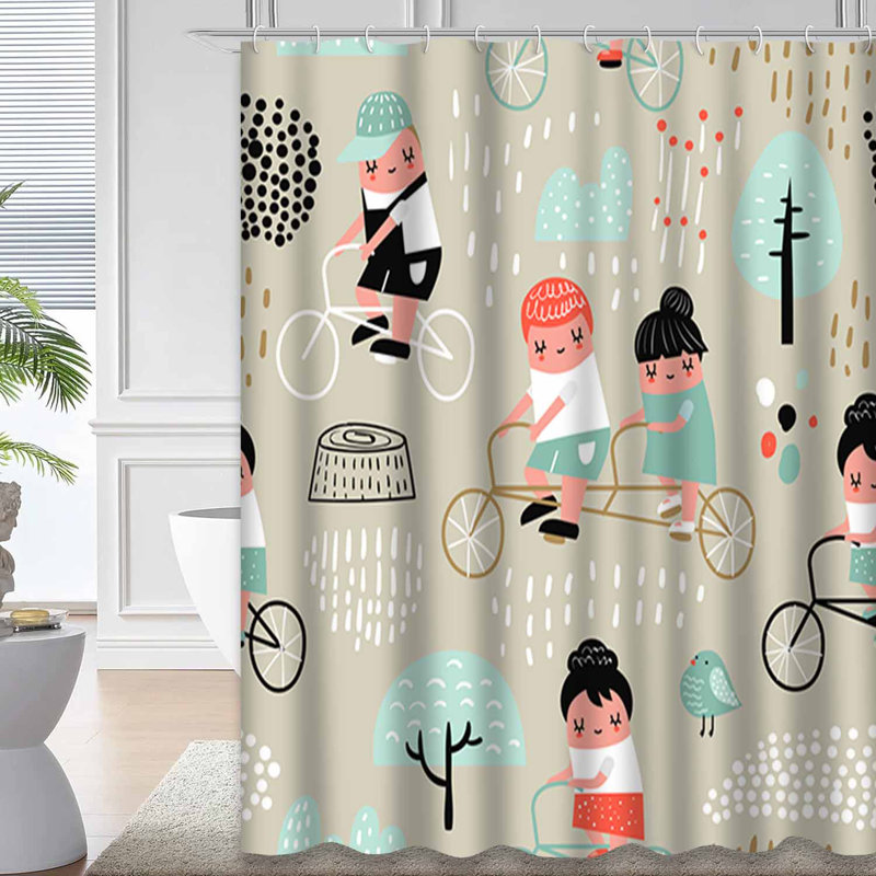 Rideau de douche pour enfant avec 12 crochets, L 72 po x l 72 po