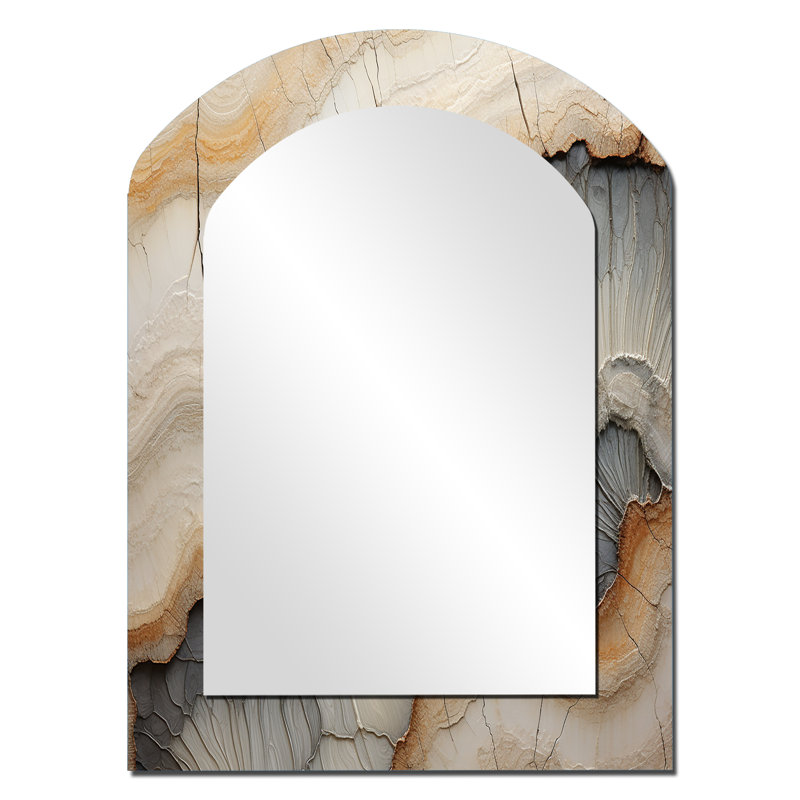Miroir mural beige et orange en minimalisme Geode II - Beige, 34 po x 25 po