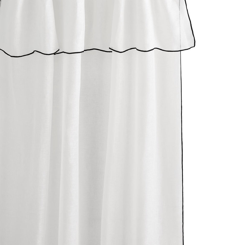 Heaton Linen Sheer Single Curtain Panel, White/Black, 145 W x 220 D cm