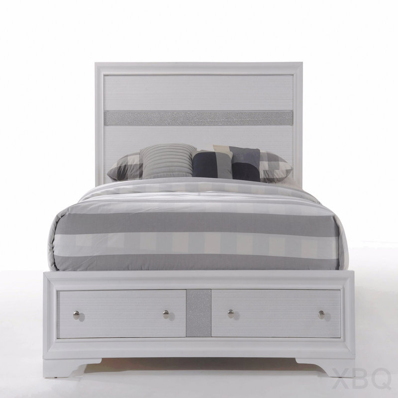 Naima White Finish Queen Bed W/Storage