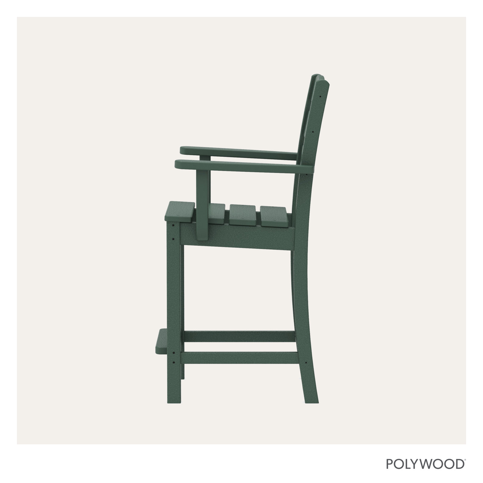 POLYWOOD® Lakeside Counter Patio Bar Stool, Green