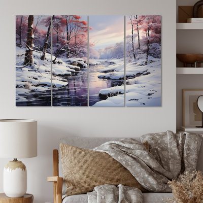 «Winter Reverie Landscape III», impression d'art mural - 4 panneaux