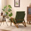 2 pièces Chaise d'appoint rembourrée en chenille avec dossier réglable à 5 positions, accoudoirs en bois d'hévéa, chaise de loisir d'intérieur-1478004844