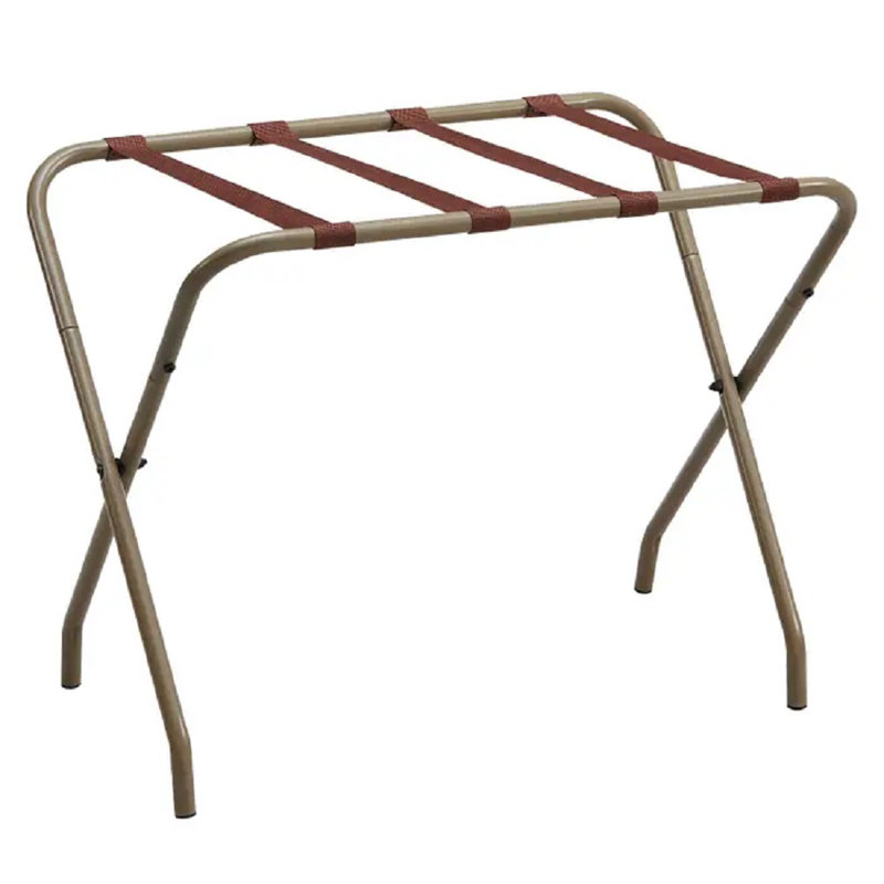 Gold and Brown Metal Folding Luggage Rack