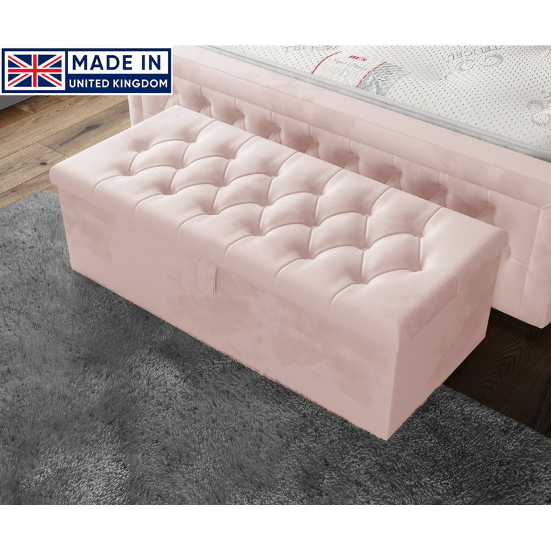 Candace 102cm Wide Tufted Rectangle Storage Ottoman with Hydrolic Arm, Pink