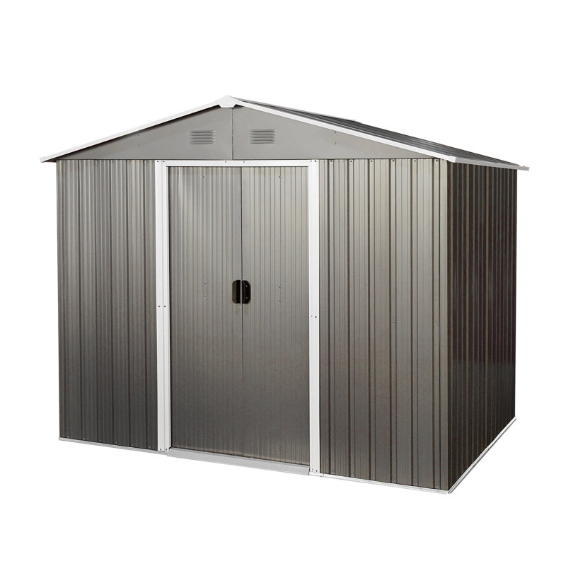 Metal Storage Shed, Gray, 74.8" H x 92.91" W x 68.5" D