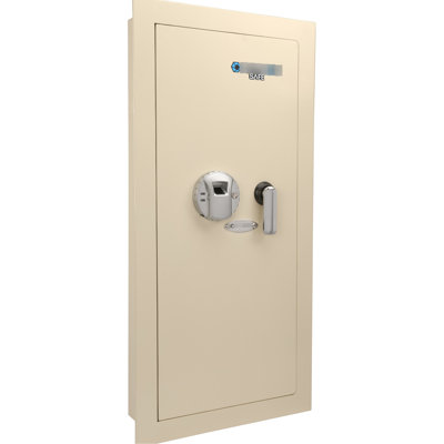 Left Opening Beige Wall Safe 0.82 Cubic Ft - Steel And Led For Better Visibility Biometric Removable Shelf Functional Use