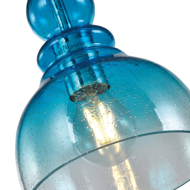 Luminaire suspendu en forme de dôme à 1 lumière Adeliène, Bleu