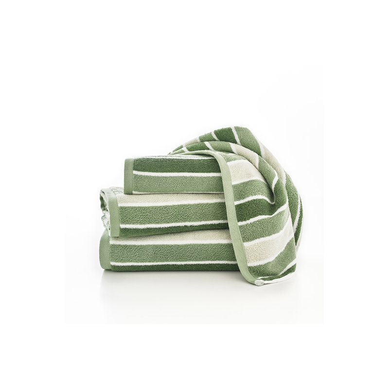 Madison Hand Towel, Green Striped, Bath Sheet - 1 Pack