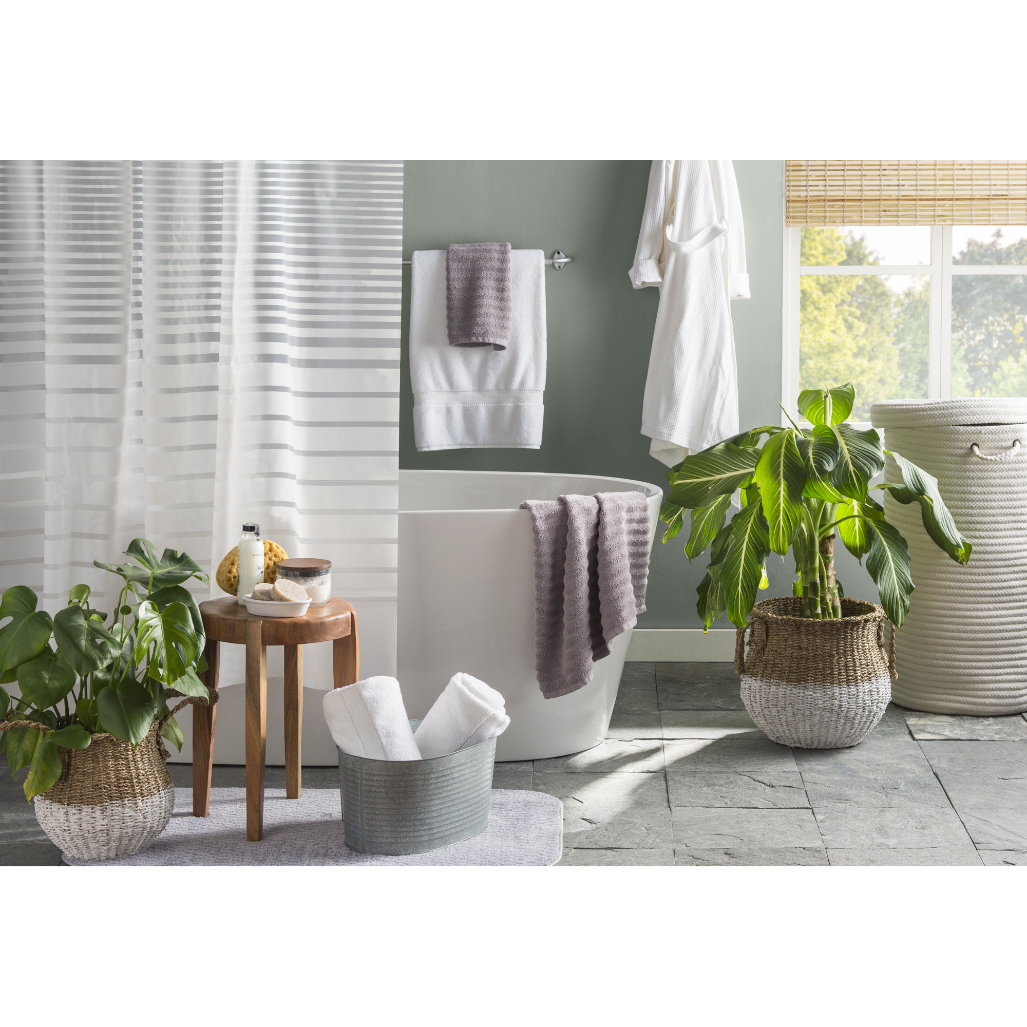 Modern Threads Spa Collection 6-Piece Ultra Soft Quick-Dry 550GSM 100% Combed Cotton Wavy Towel Set, Gray