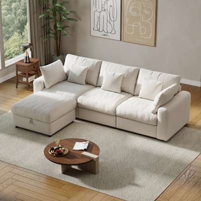 Aarden 110'' Modular Cloud Sectional Sofa 3-Seat with A Storage Ottoman