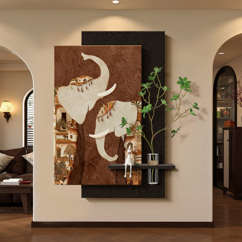 Art mural noir et brun en grès, H 39,37 po x l 25,98 po