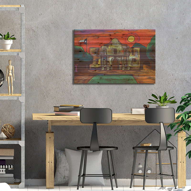 «Keeping the Alamo» par David Hinds - impression sur bois sans cadre, H 26 po x l 40 po x P 1,5 po