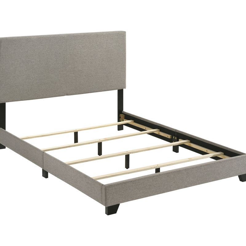 Lit à panneau tapissier double taupe, tête de lit rembourrée pour le style et l'élégance, bois d'ingénierie en bois d'hévéa, pieds en bois massif noir, largeur de 82,82 po, combinaison, longueur 58 po