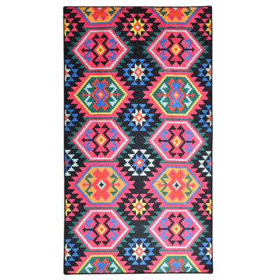 Durable Hall Carpet (2.6 x 6.6 ft) | 100% Polyester, Pile Height: 0.2 in, Total Thickness: 0.4 in | Antibacterial, Non-Slip Underside, Machine Washable | Ideal for Home Entryways, Elegant and Functional Design