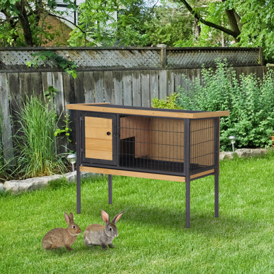 Cage à lapin surélevée Pawhut avec cage en métal pour petits animaux